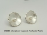 Silver rolled edge studs with Pearls.