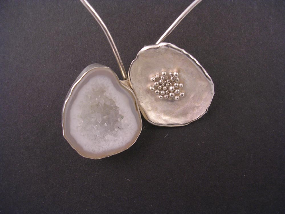 Oyster style pendant with Druzy Quartz